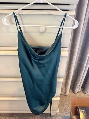 Forever 21 Teal Satin Cowl Neck Dress
